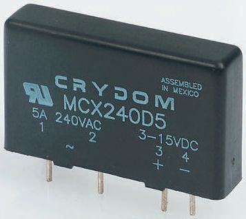 Sensata Crydom Solid State Relay, 5 A Load, PCB Mount, 530 V Load, 15 V Control