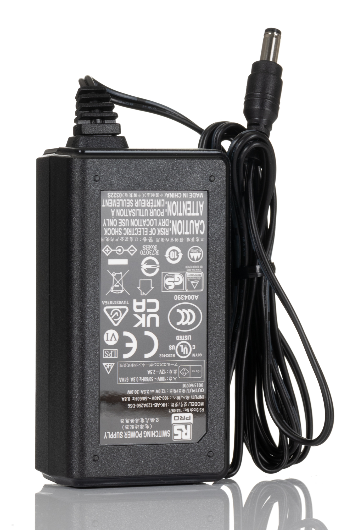RS PRO 30W Plug-In AC/DC Adapter 12V dc Output, 0 → 2.5A Output