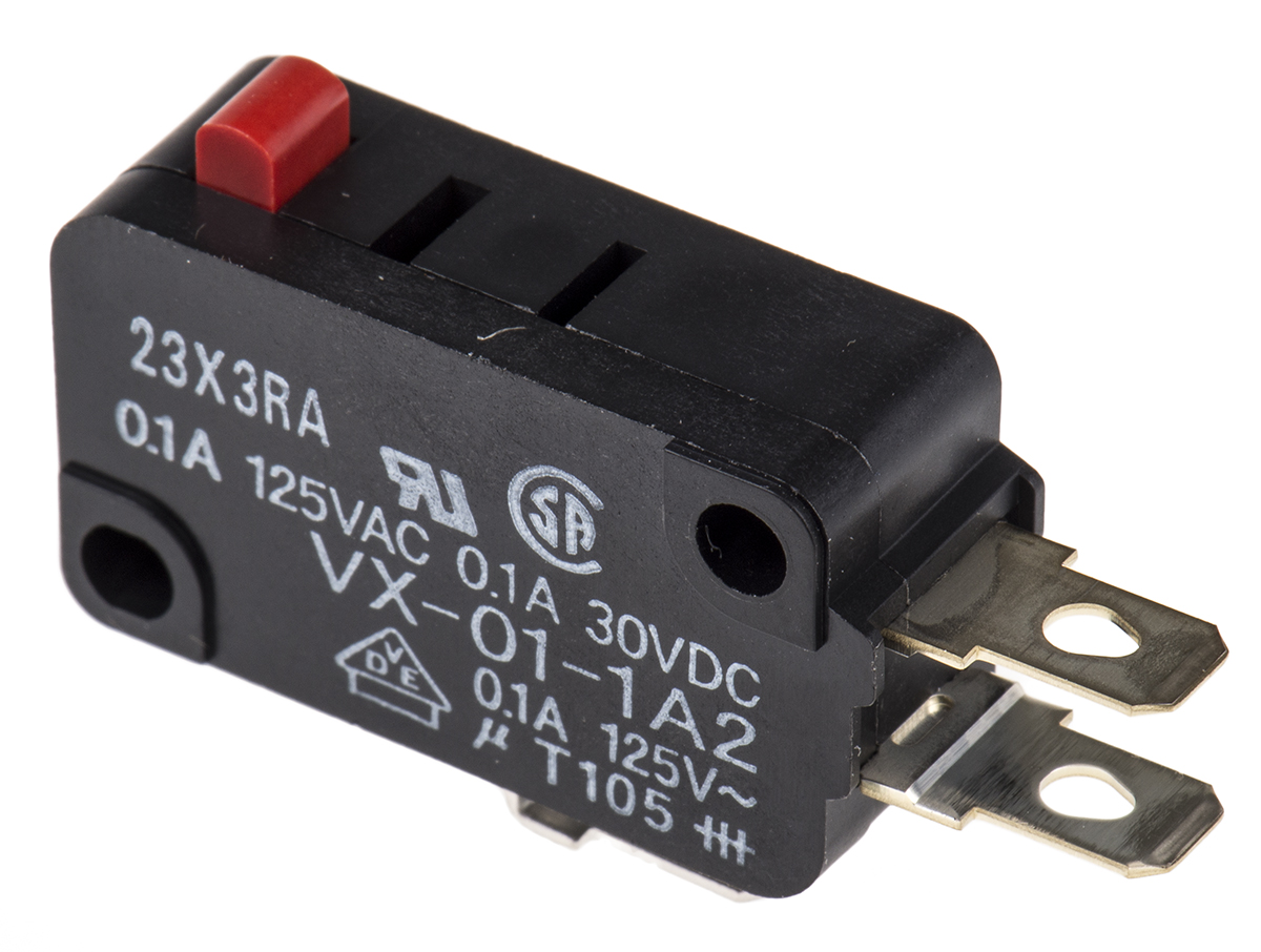 Omron Pin Plunger Micro Switch, Solder Terminal, 100 mA @ 30 V dc, SPDT, IP40