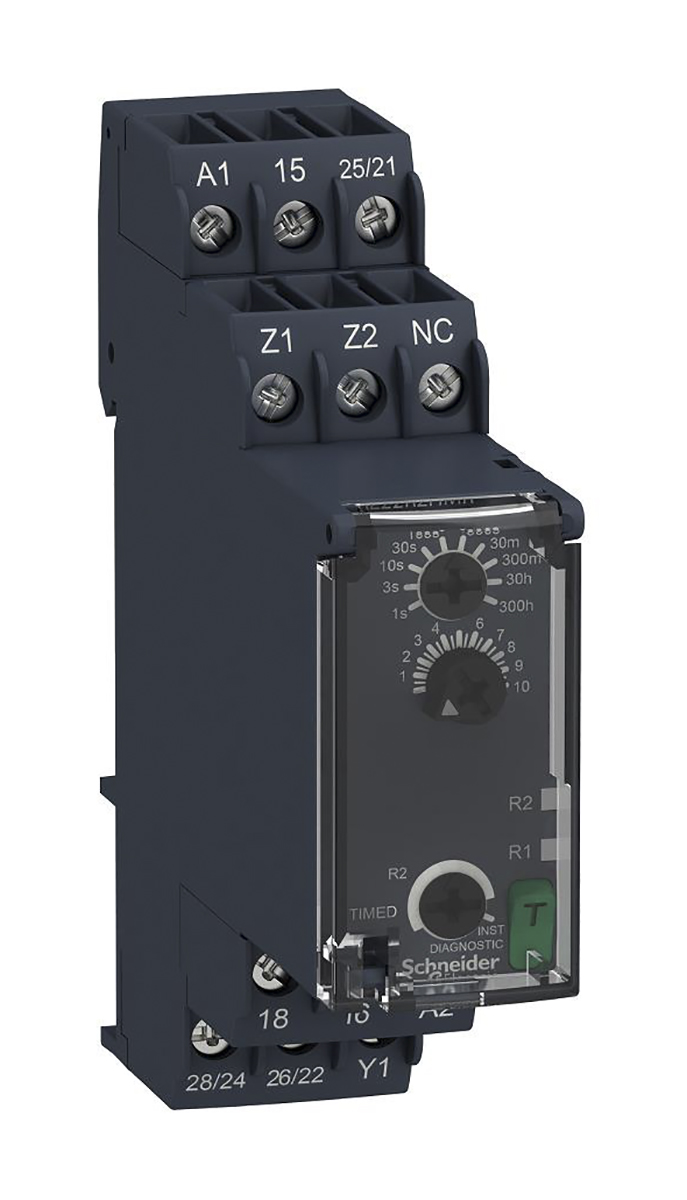 Schneider Electric Harmony Time Series DIN Rail Mount Timer Relay, 24 → 240V ac/dc, 2-Contact, 0.05 → 1s,