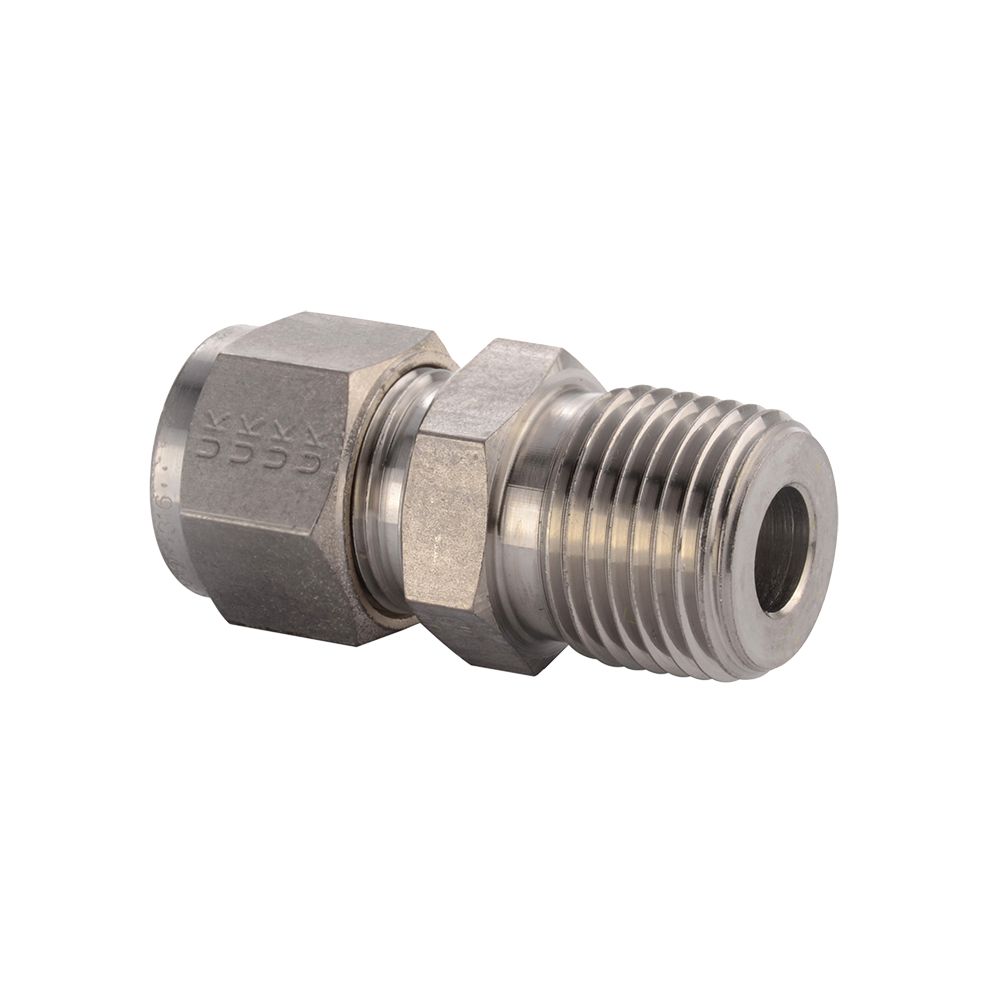 Parker Stainless Steel Pipe Fitting, Straight Circular Connector, Male NPT 3/8in x Female