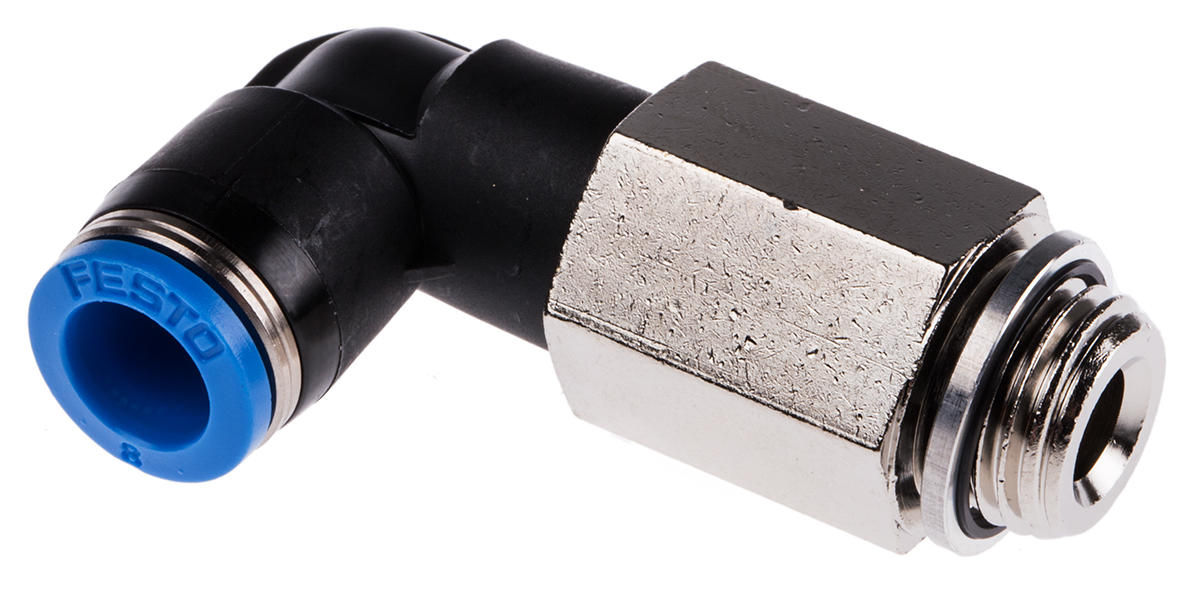 Festo QS Series Elbow Threaded Adaptor, G 1/4 Male to Push In 8 mm, Threaded-to-Tube Connection Style, 186131