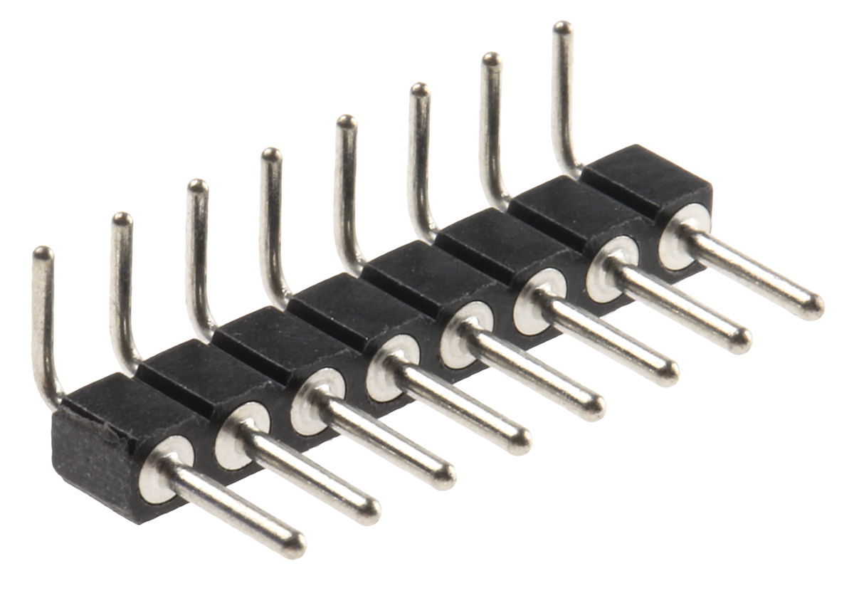 Preci-Dip 800 Series Right Angle Through Hole Pin Header, 8 Contact(s), 2.54 mm Pitch, 1 Row, Unshrouded