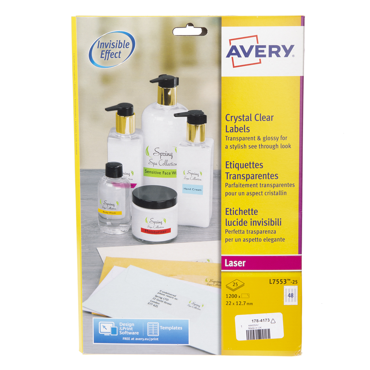 Avery Transparent Adhesive Multipurpose Label Sheet, Pack of 1200