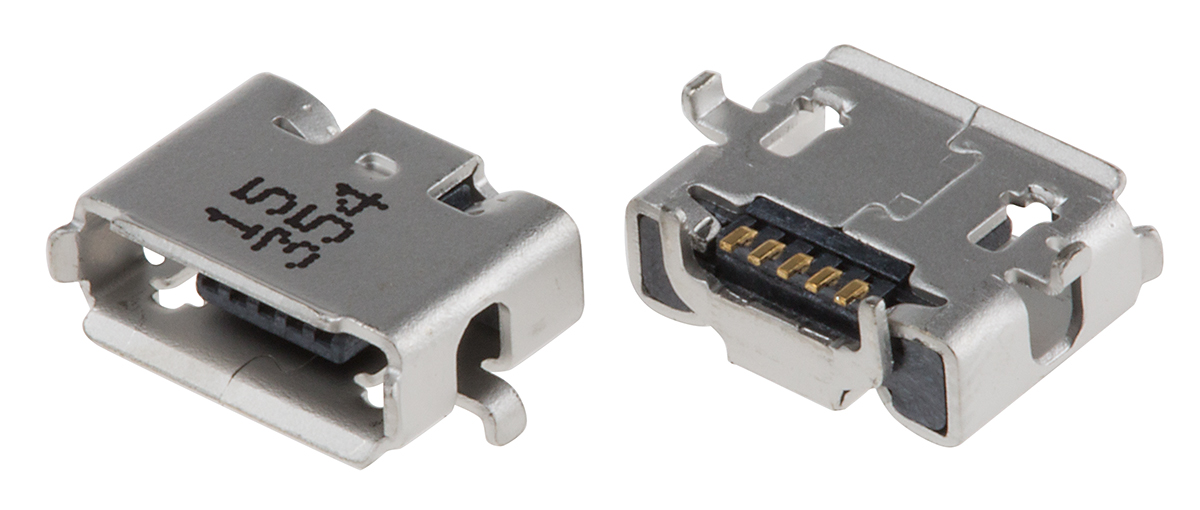 Molex Right Angle, SMT, Socket- Single Port Type Micro AB 2.0 USB Connector