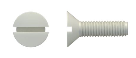 RS PRO Slot M5 Countersunk Nylon 66 Machine Screws DIN 963, ISO 2009 x 8mm