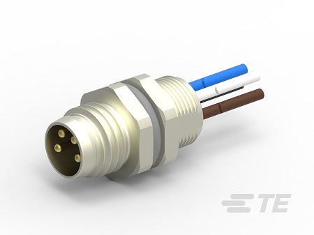 TE Connectivity Circular Connector, 4 Contacts, Front, M8 Connector, Plug, Male, IP67, Standard Circular Connectors