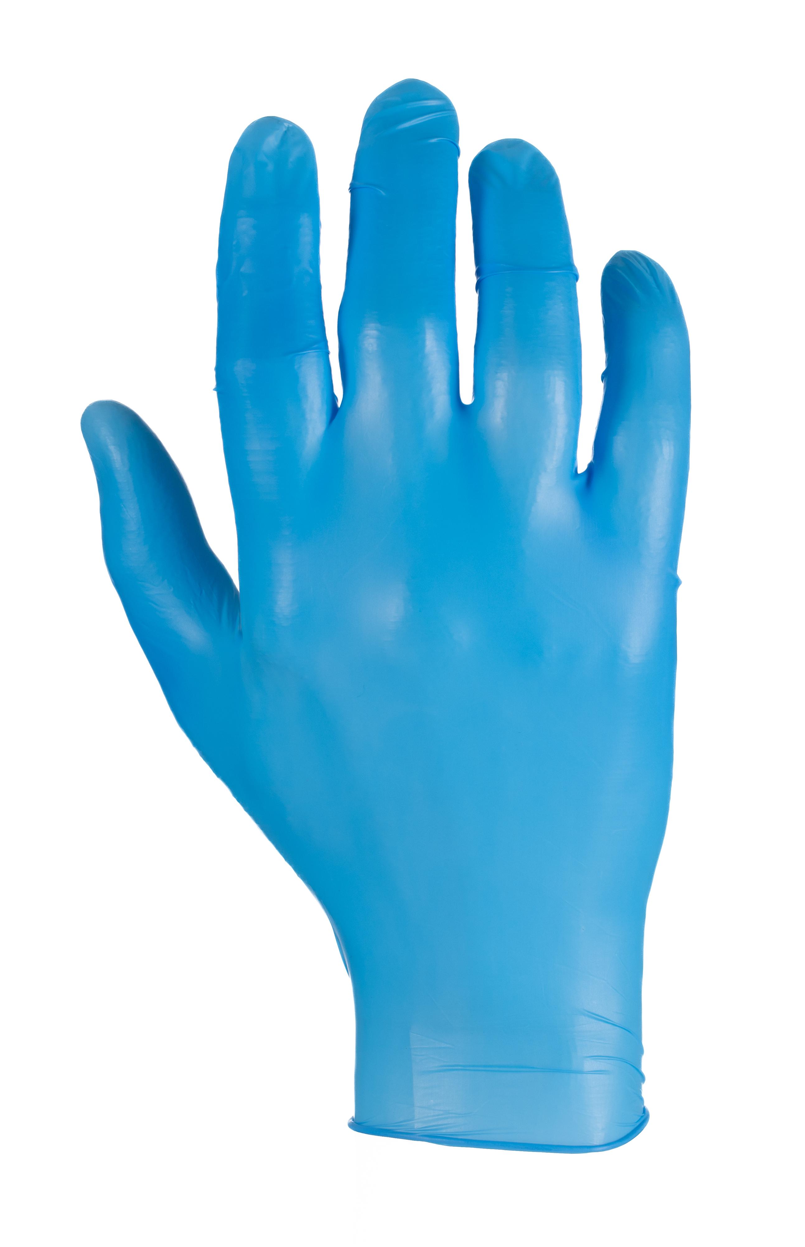 Reldeen Blue Powder-Free Vinyl Disposable Gloves, Size 8, Medium, 100 per Pack