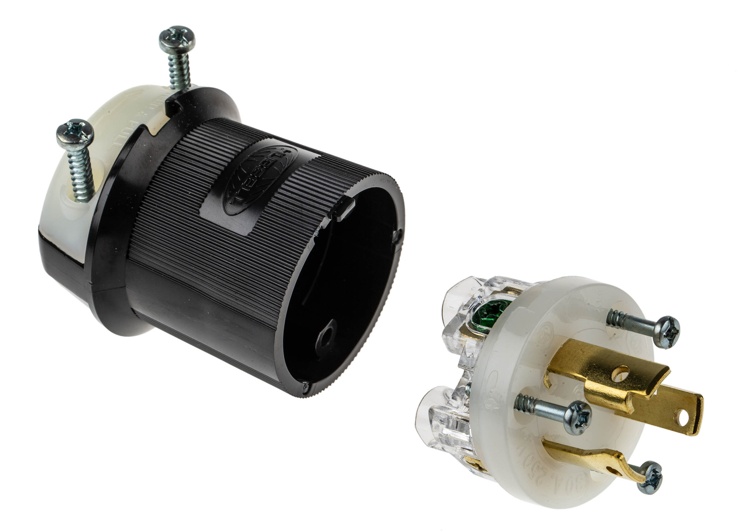 Hubbell USA Mains Plug, 30A Black, Cable Mount Nylon Screw, 250 V