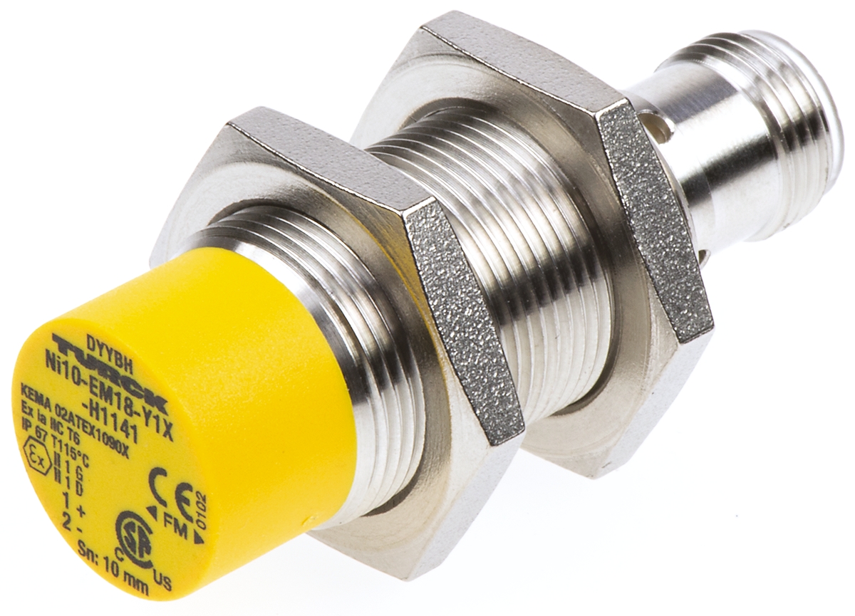 Turck Inductive Threaded Barrel Proximity Sensor, M18, 10 mm Detection, NAMUR, 8.2 V dc