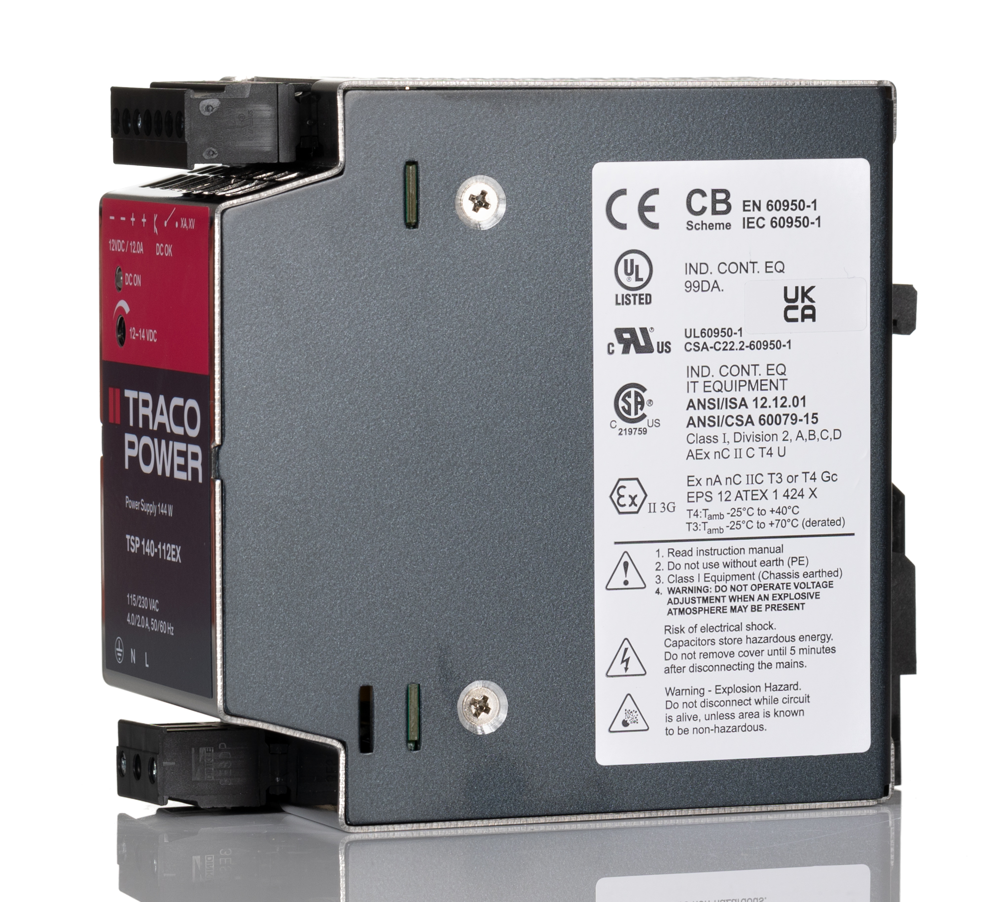 TRACOPOWER TSP Switched Mode DIN Rail Power Supply, 85 → 264V ac ac Input, 12V dc dc Output, 12A Output, 144W