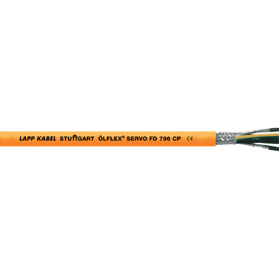Lapp ÖLFLEX SERVO FD Control Cable, 6 Cores, 2.5 to 1.5 mm² CSA 15 AWG, Screened, 50 m, Orange Polypropylene Sheath