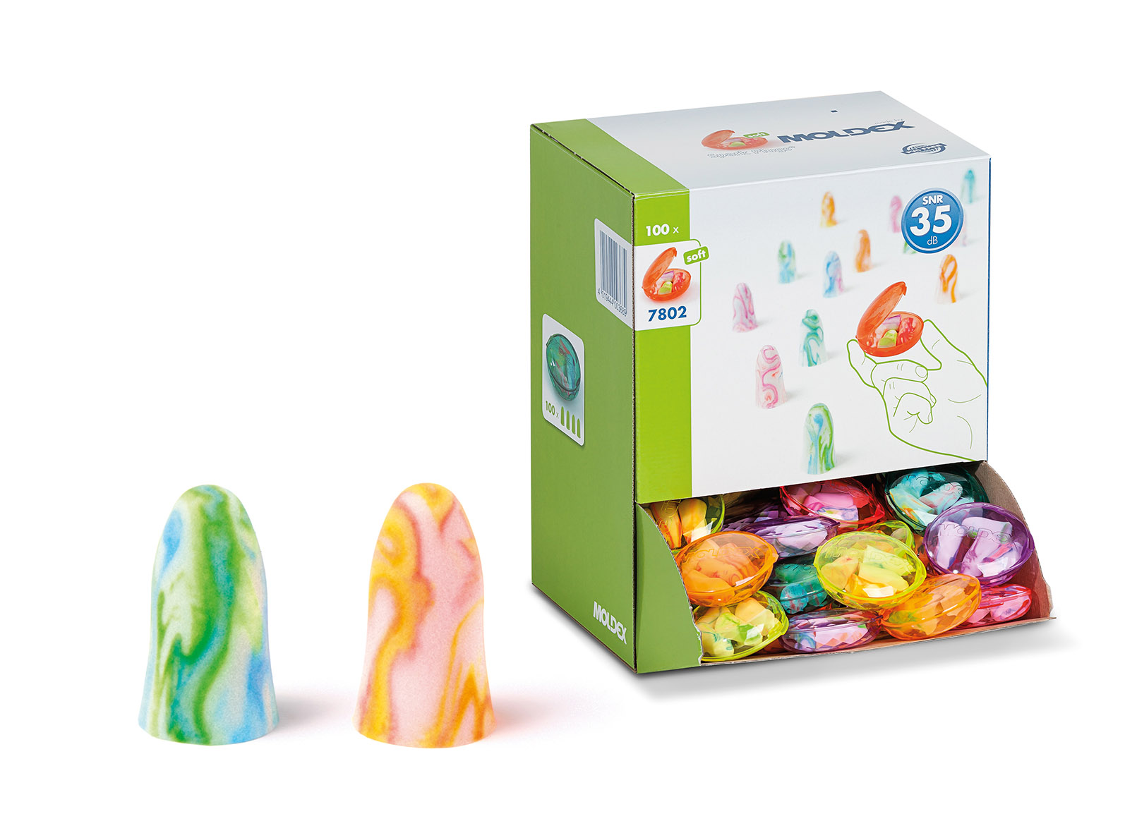 Moldex Spark Plugs® PocketPak® Series Multi Colour Disposable Uncorded Ear Plugs, 35dB Rated, 2 Pairs