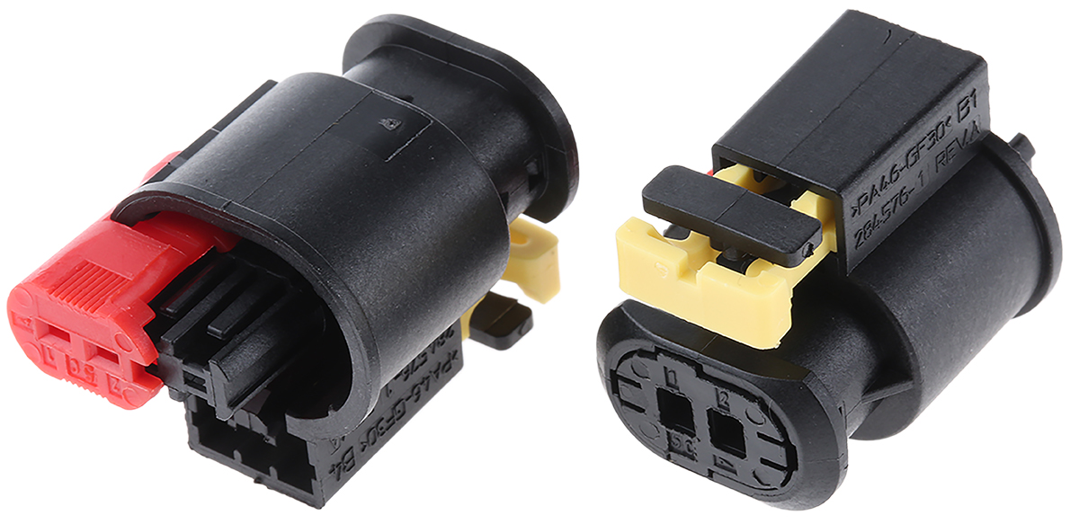 TE Connectivity, Sensor Flat Contact System Automotive Connector Socket Black 2 Way 284556-1