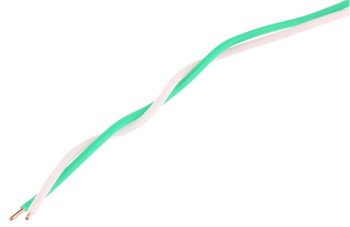 Decelect 2 Core Telephone Cable, 1/0.5 mm, Green/White Sheath, 100m