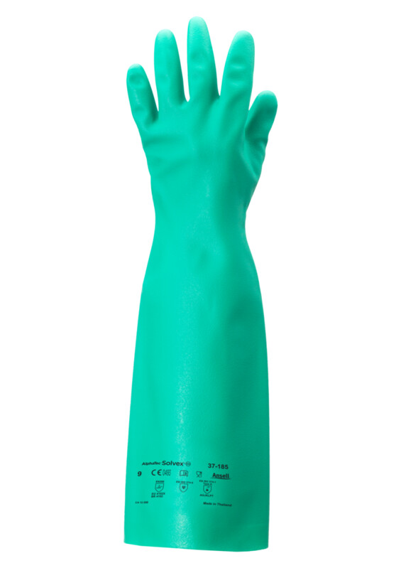 Ansell AlphaTec Solvex 37-185 Green Nitrile Glove, Size 9, Nitrile Coating