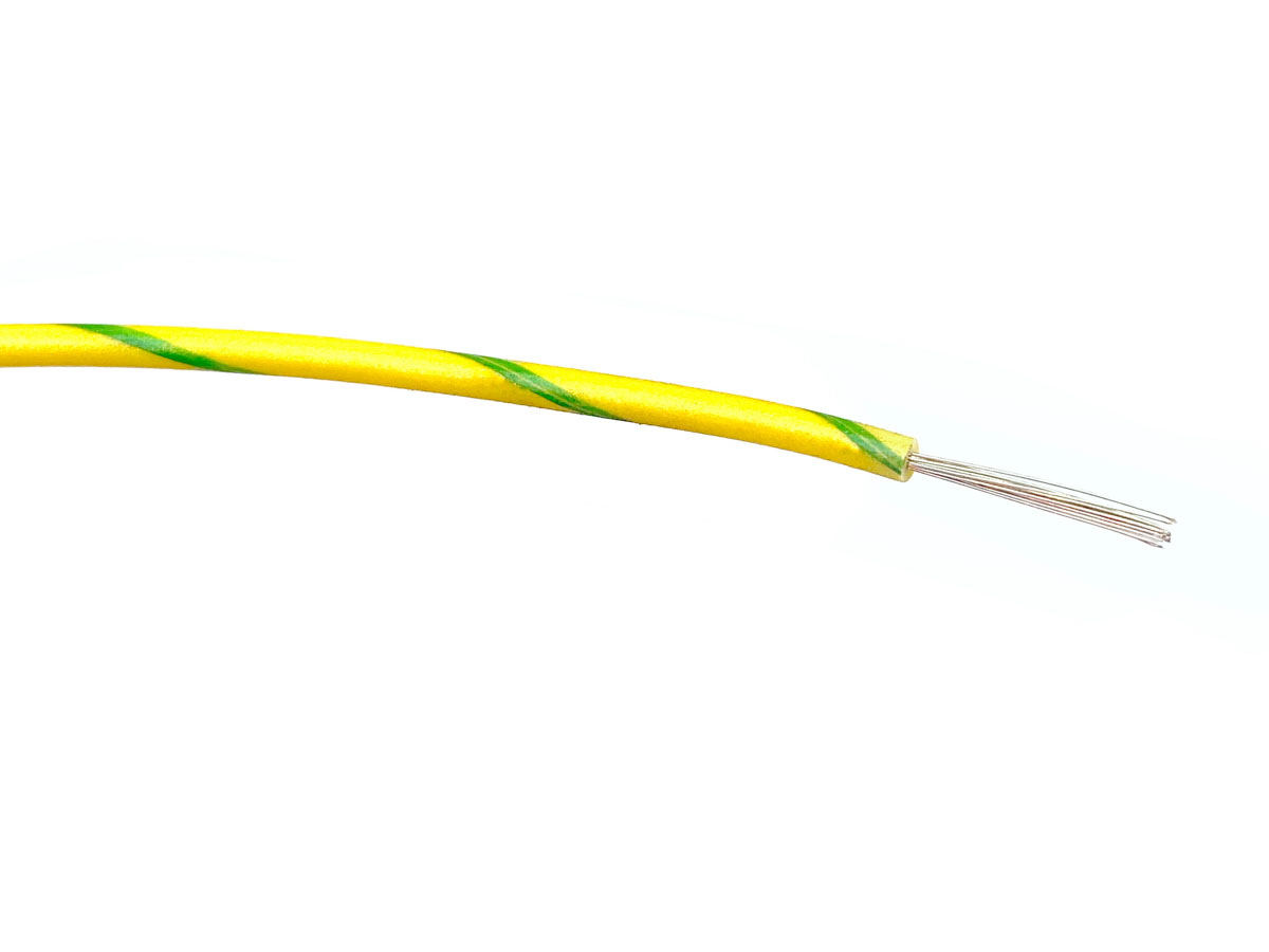 RS PRO Green/Yellow 0.75mm² Hook Up Wire, 18 AWG, 24/0.2 mm, 100m, PVC Insulation