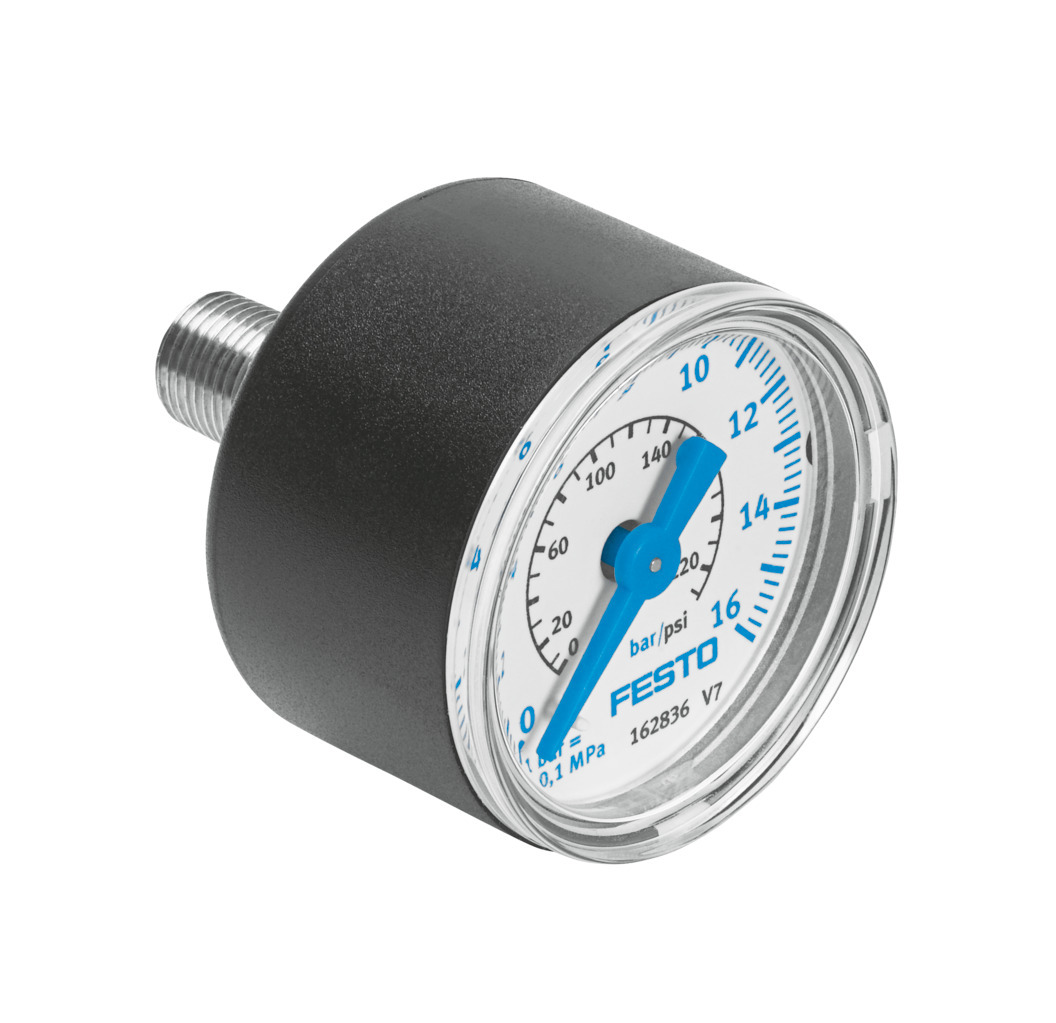 Festo G 1/8 Analogue Pressure Gauge 16bar Back Entry 40mm Outside Diameter
