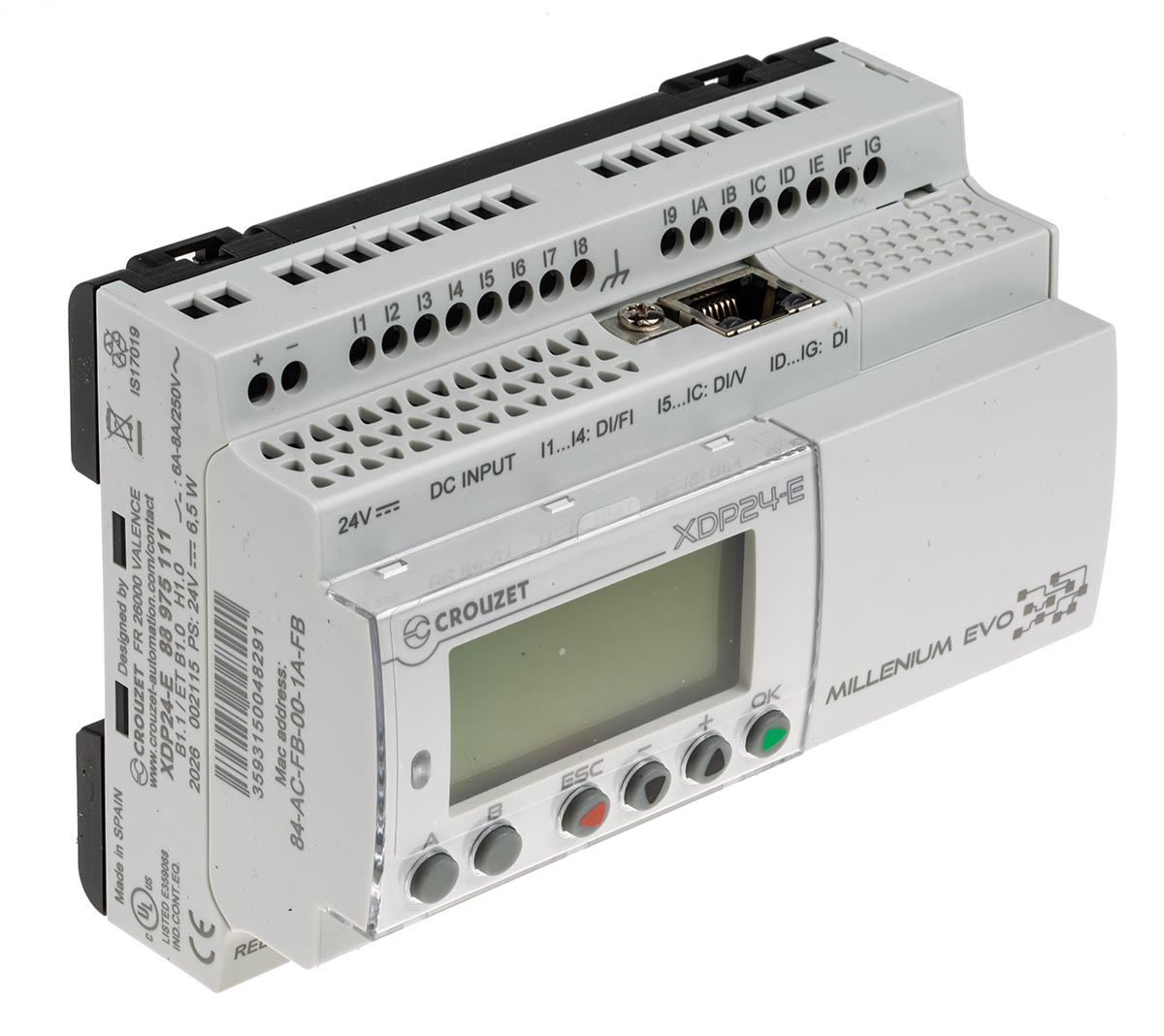 Crouzet Millenium Evo Series PLC CPU for Use with PLC, Relay Output, 16 (Digital)-Input, Digital Input