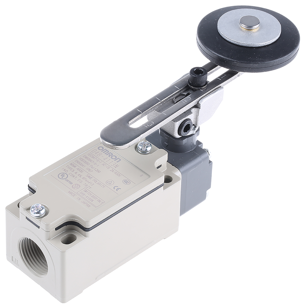 Omron D4B-N Series Roller Lever Limit Switch, NO/NC, IP67, DPST, Die Cast Aluminium Housing, 400V ac Max, 20A Max