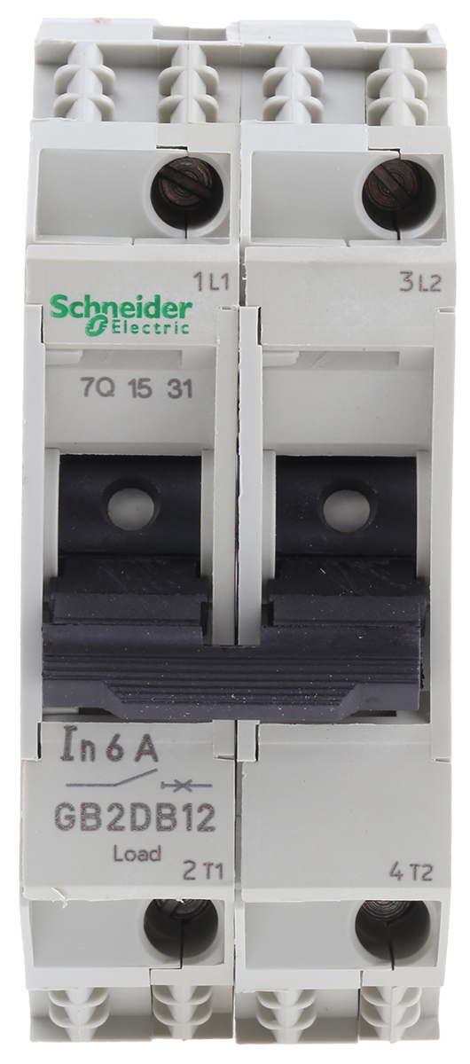 Schneider Electric TeSys Thermal Circuit Breaker - GB2 2 Pole 277V ac Voltage Rating DIN Rail Mount, 6A Current Rating