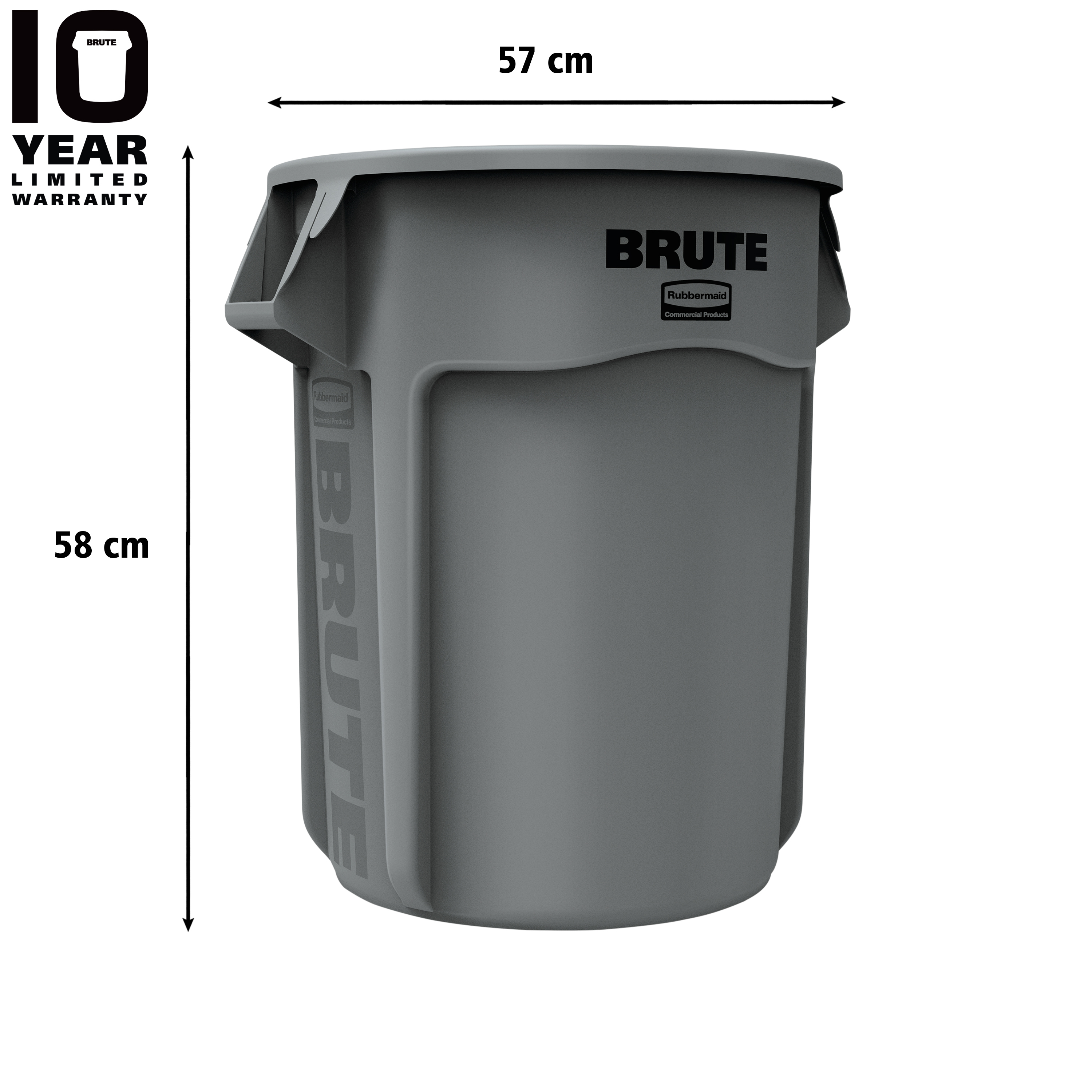 Rubbermaid Commercial Products BRUTE 75L Grey Polyethylene Waste Bin