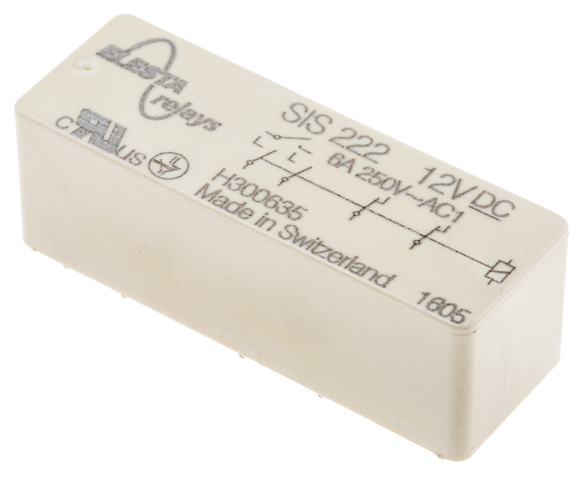 Elesta PCB Mount Force Guided Relay, 12V dc Coil Voltage, 2 Pole, DPDT