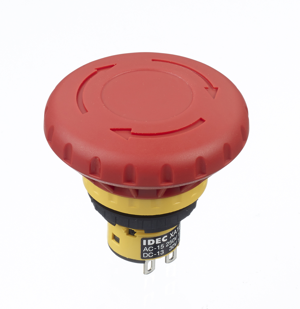 Idec XA Series Twist Release Emergency Stop Push Button, Panel Mount, 16mm Cutout, 2NC, IP40, IP65