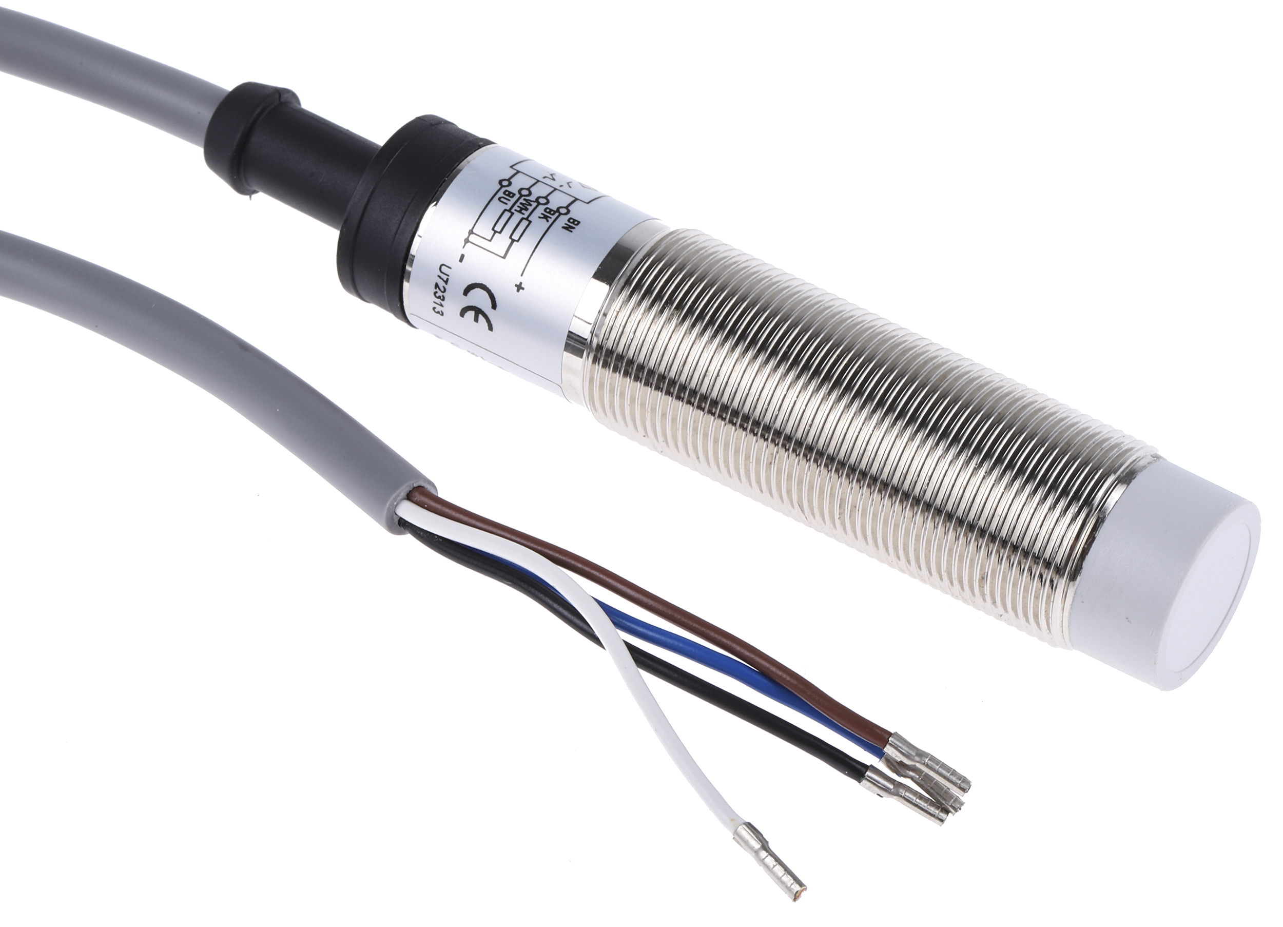 RS PRO Capacitive Threaded Barrel Proximity Sensor, M18, 8 mm Detection, PNP NO+NC, 10 → 30 V dc