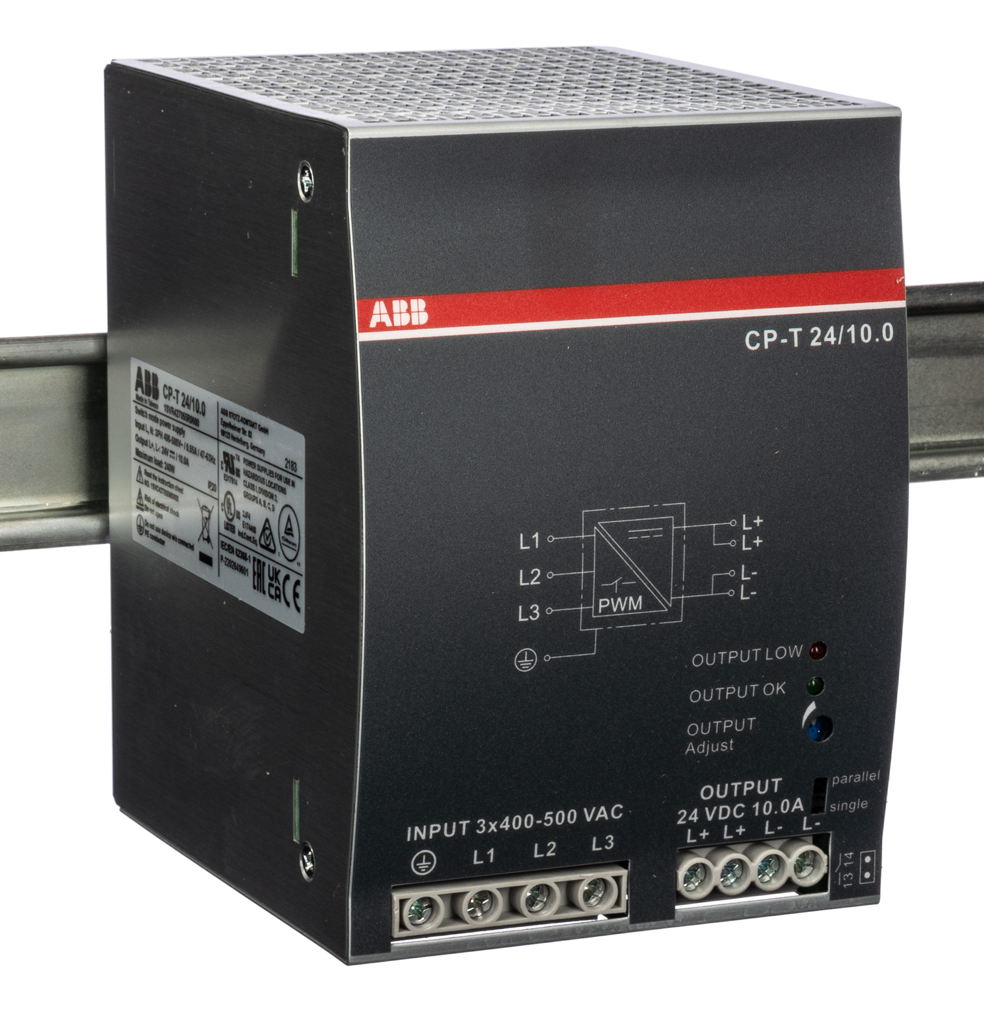 ABB CP-T Switched Mode DIN Rail Power Supply, 340 → 575 V ac / 480 → 820V dc ac, dc Input, 24V dc dc
