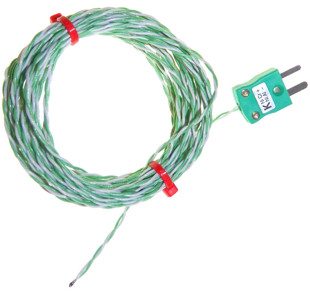 RS PRO Type K Exposed Junction Thermocouple 2m Length, 1/0.5mm Diameter → +250°C