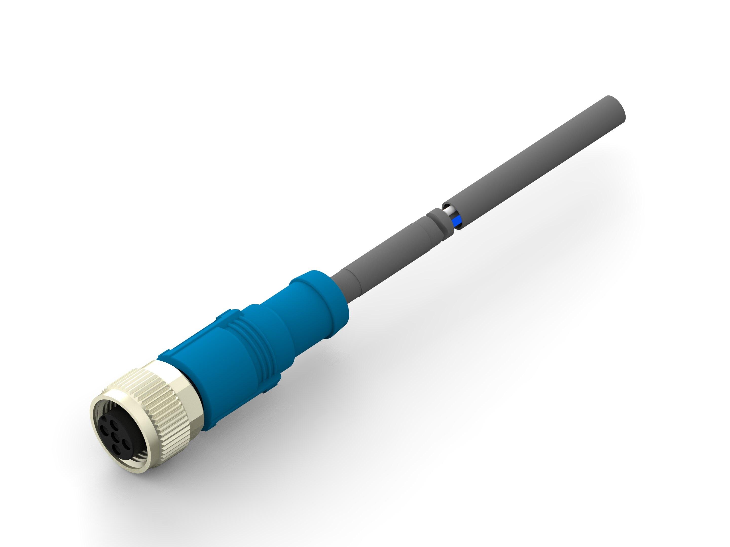 TE Connectivity Female 5 way Socket M12 to M12 Pigtail Cable Assembly, 1.5 m