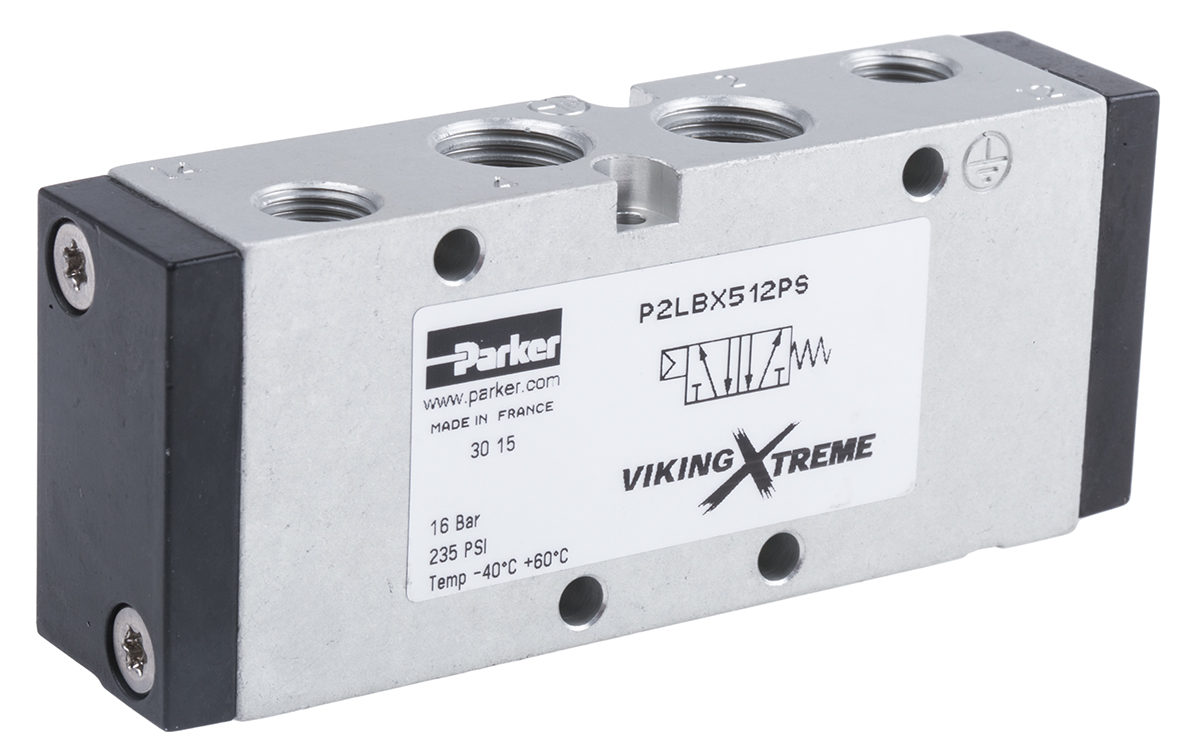 Parker 5/2 Pneumatic Solenoid Valve - Pilot/Spring G 1/4 Viking Xtreme Series