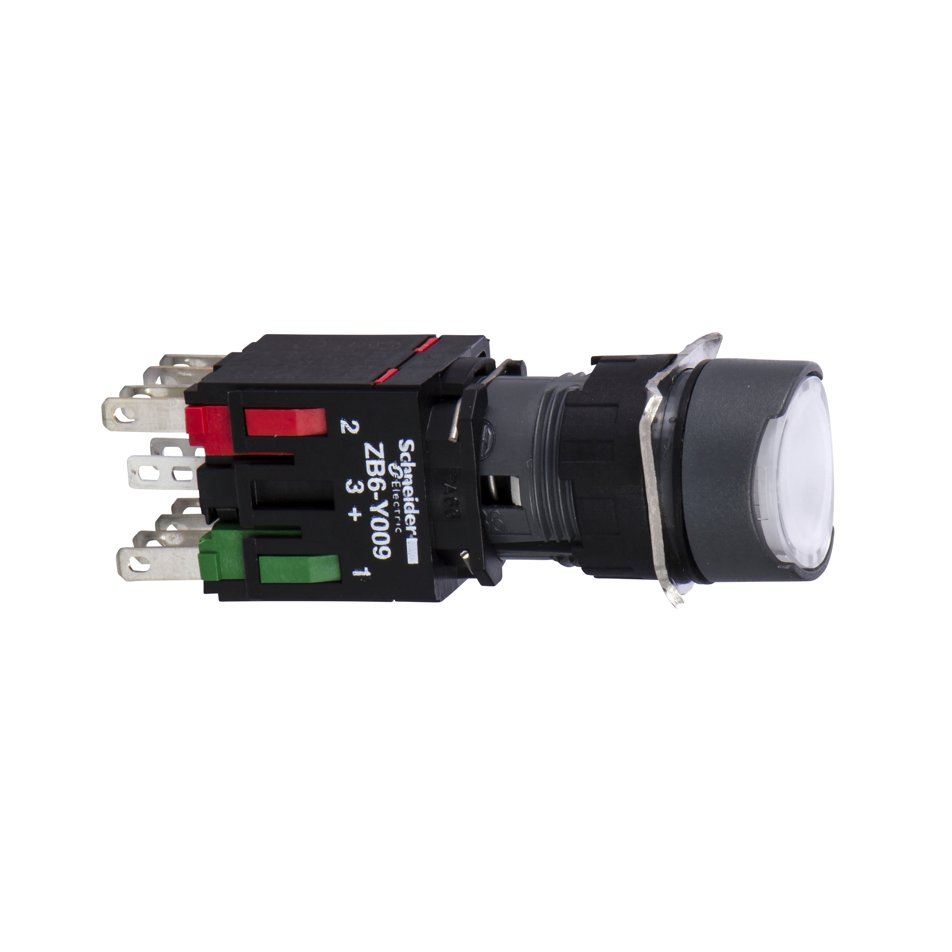 Schneider Electric Harmony Series Illuminated Push Button, Slow Brake, Panel Mount, 16mm Cutout, SPDT, 250V, IP65