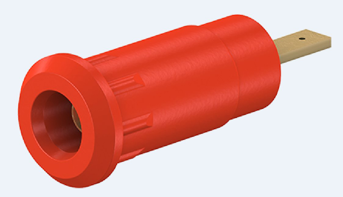 Staubli Red Female Banana Socket, 2mm Connector, Press Fit Termination, 10A, 600V, Gold Plating