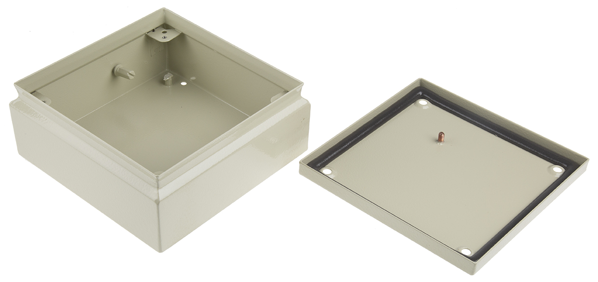 RS PRO Grey Steel Junction Box, IP66, 200 x 200 x 80mm
