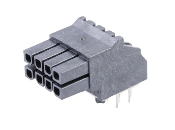 Molex 44764 Series Right Angle Through Hole Receptacle, 8 Contact(s), 3 mm Pitch, 2 Row, Shrouded