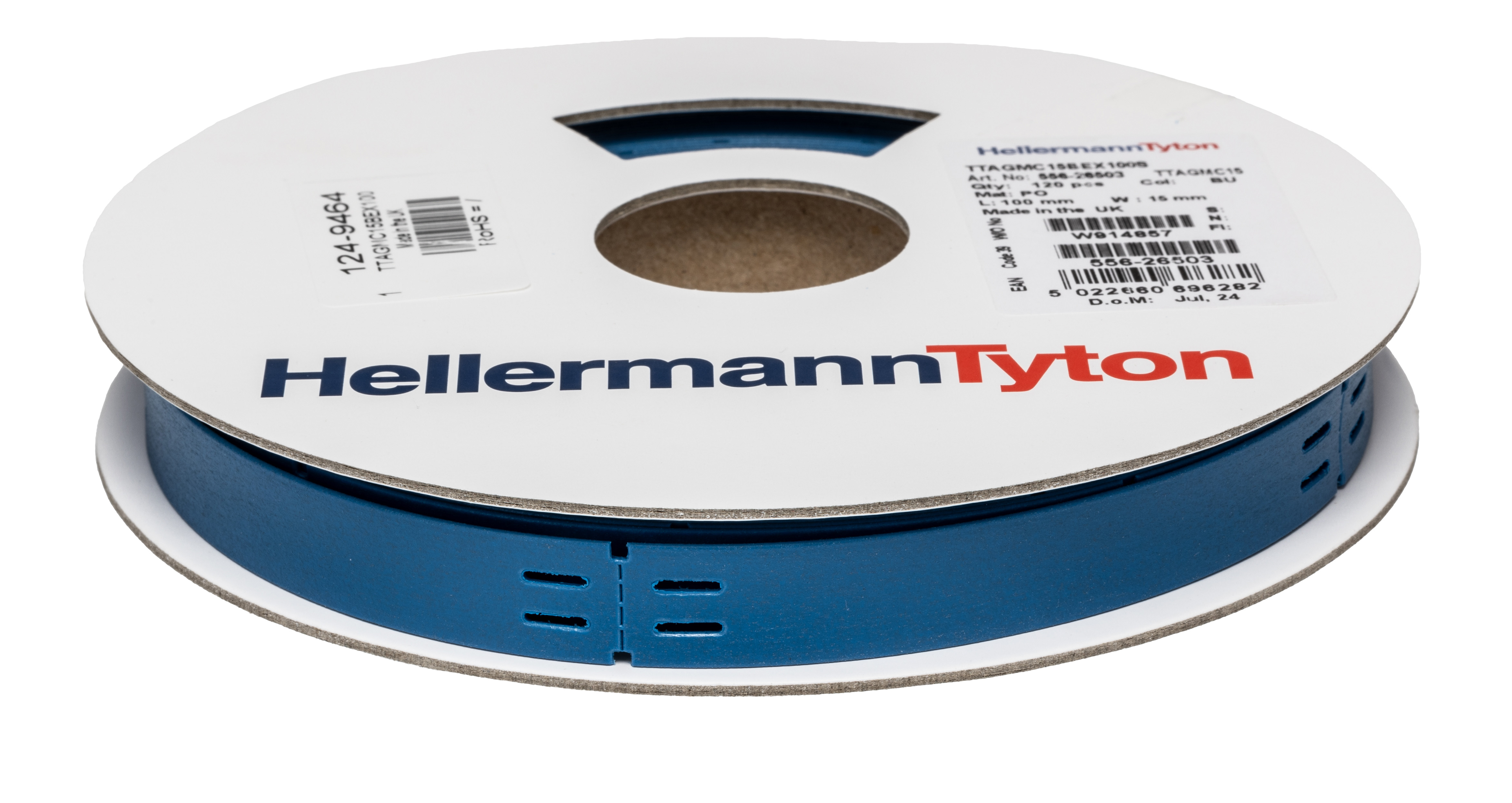 HellermannTyton TTAGMC Blue White Print Cable Labels, 100mm Width, 15mm Height, 120 Qty