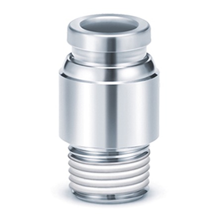 SMC KQB2 Series Hexagon Socket Head Male Connector, R 1/8 to Push In 6 mm, Threaded-to-Tube Connection Style