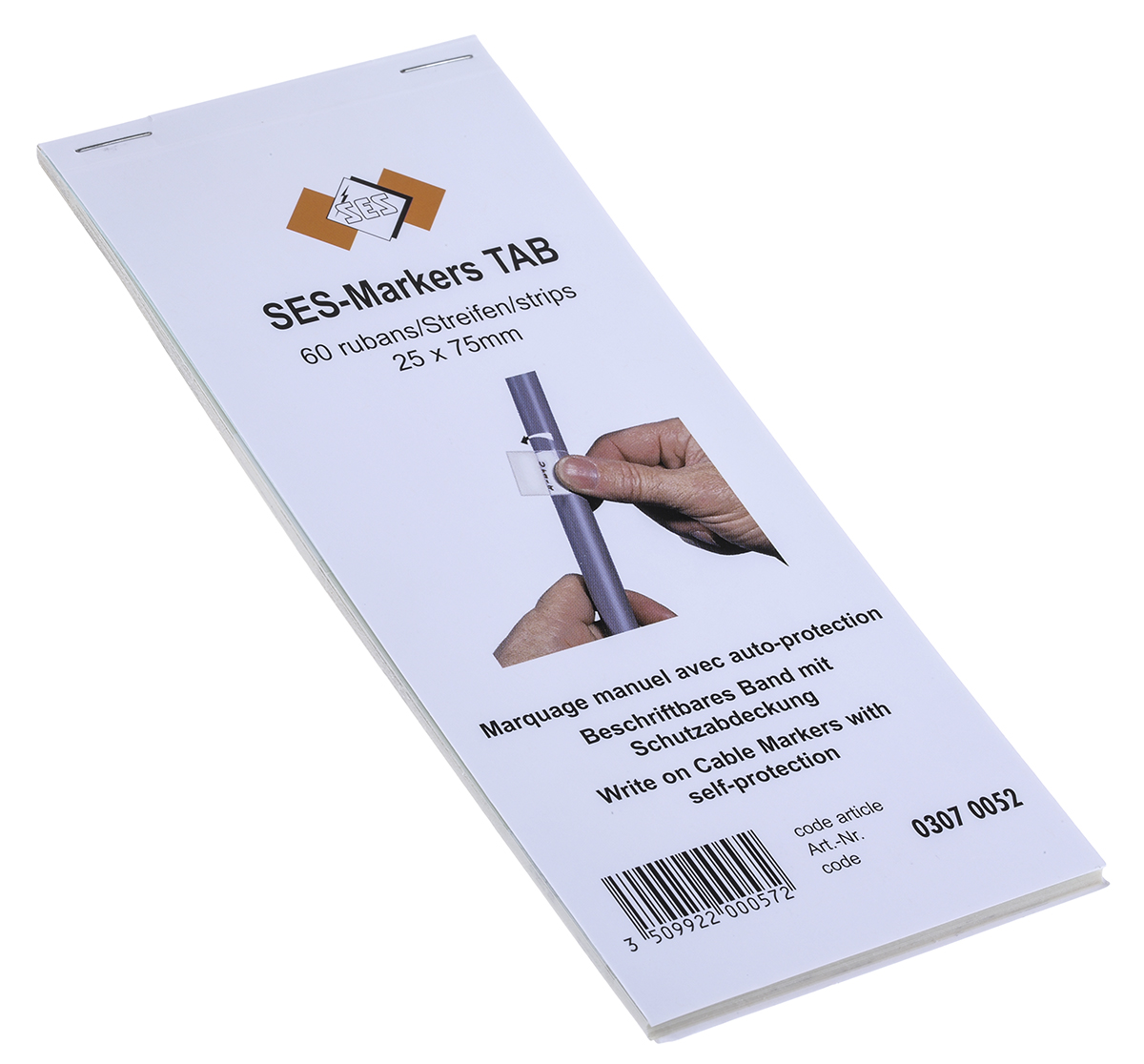 SES Sterling SES-TAB Adhesive Cable Marker Book, Clear, 8 → 14mm Cable, 03070052000