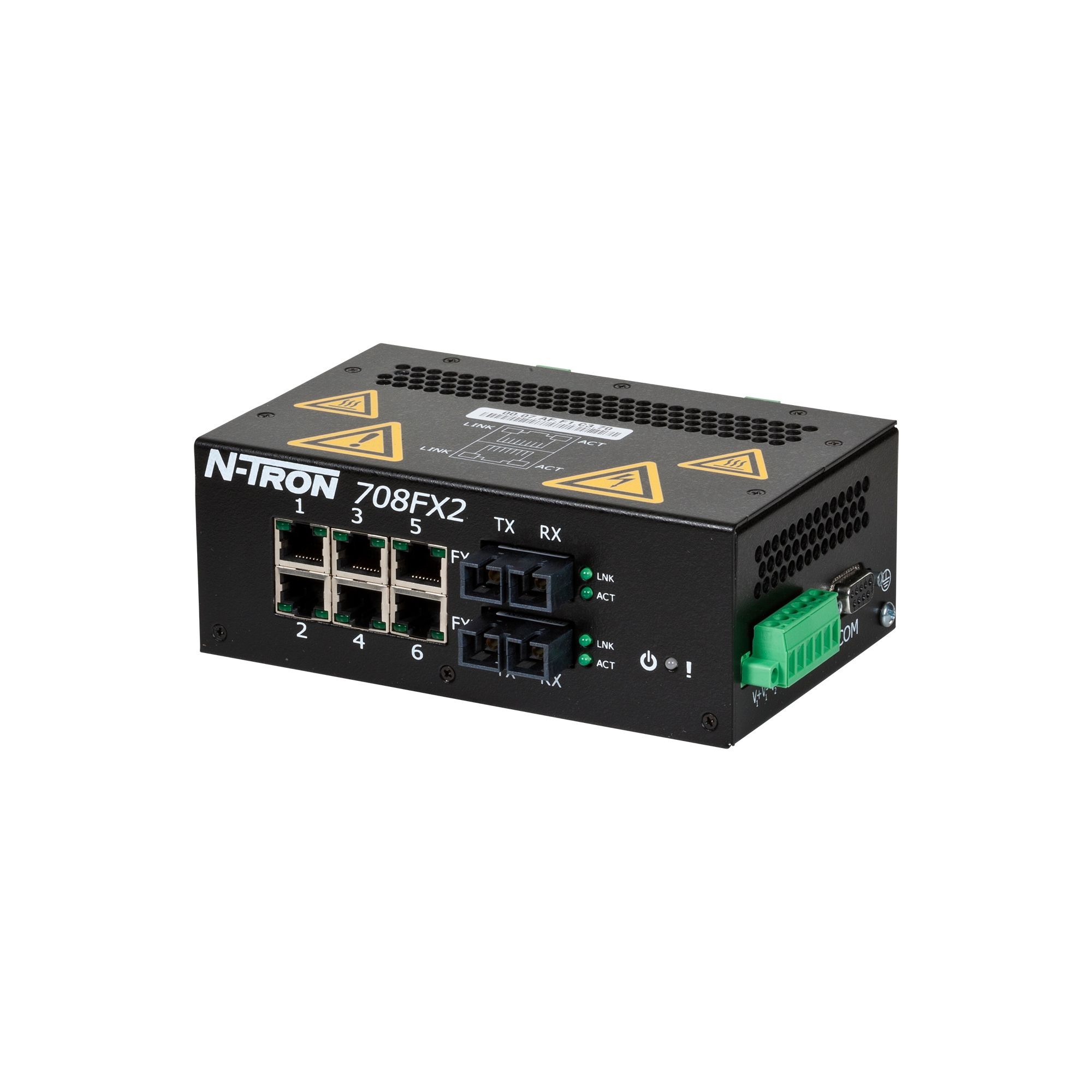 N-Tron FX2 Series DIN Rail Mount Ethernet Switch, 6 RJ45 Ports, 10/100Mbit/s Transmission, 10 → 30V dc