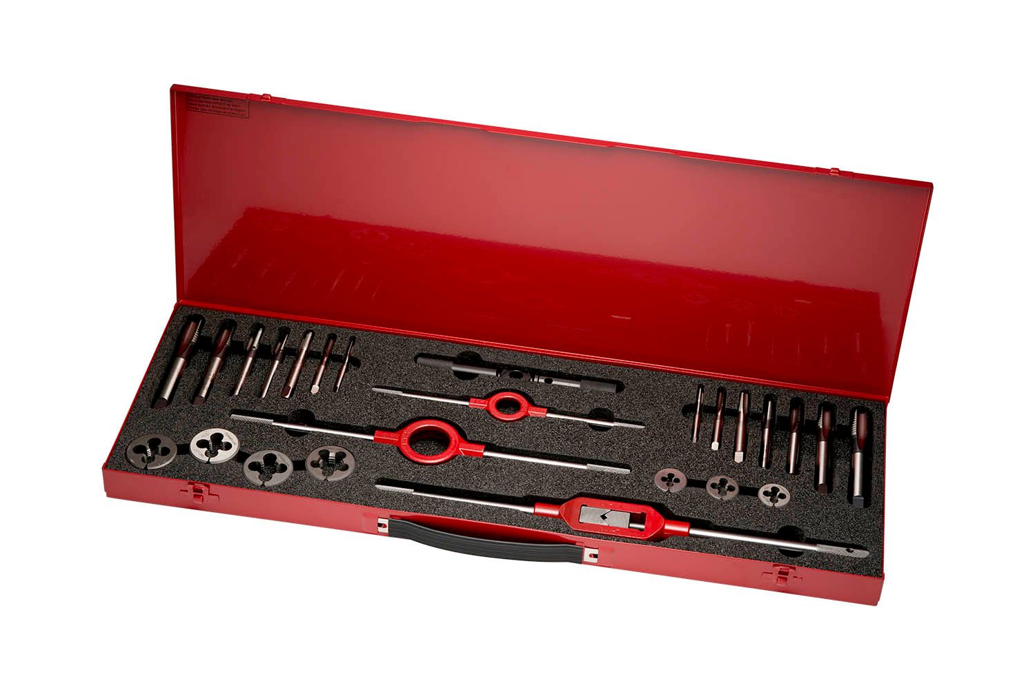 Dormer 27-Piece HSS Thread Tap & Die Set, 1/4 in UNC - 3/4 in UNC Taps, 1/4 in UNC - 3/4 in UNC Dies