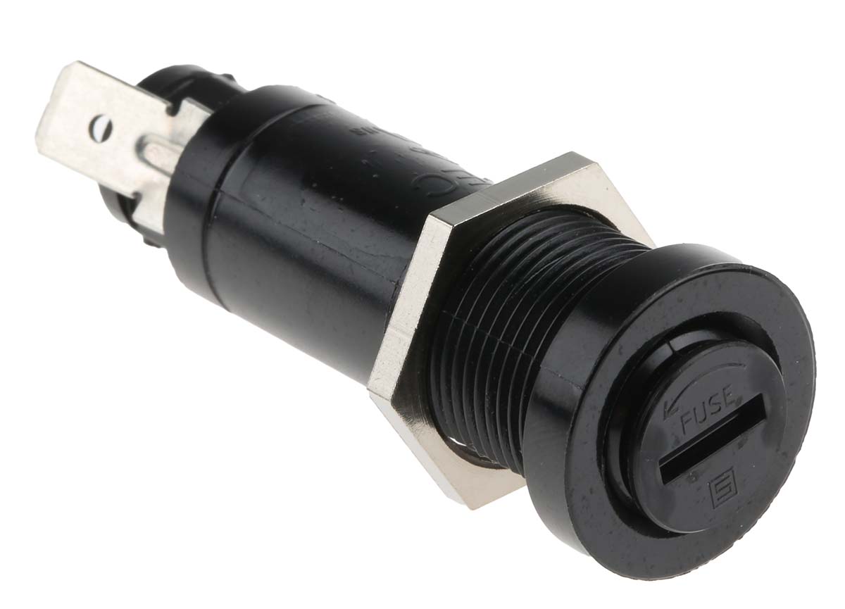 Schurter 10A Panel Mount Fuse Holder for 6.3 x 32mm Fuse, 1P, 600V ac