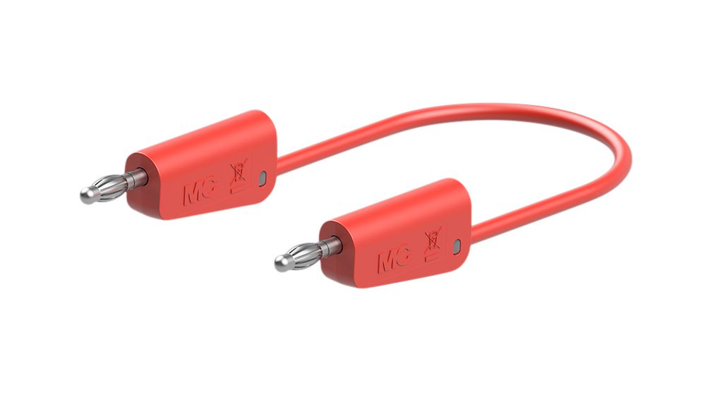 Staubli Test lead, 19A, 30 → 60V, Red, 25cm Lead Length
