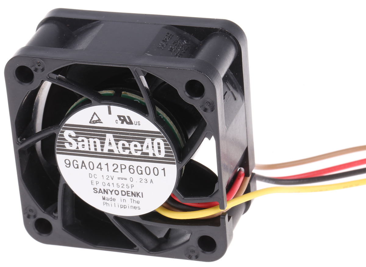 Sanyo Denki San Ace 9GA Series Axial Fan, 12 V dc, DC Operation, 25m³/h, 2.76W, 230mA Max, 40 x 40 x 20mm
