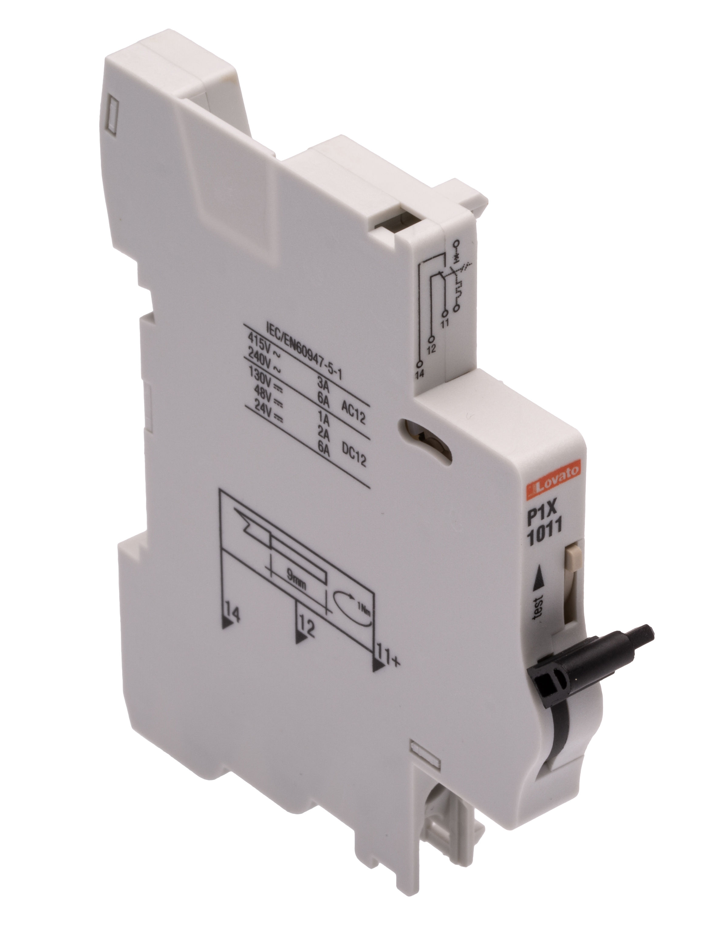 Lovato Auxiliary Contact, 1 Contact, 1CO, Side Mount P1X