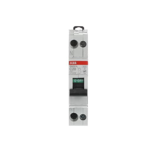 ABB SN201 MCB, 1+N, 20A Curve C, 230V AC, 4.5 kA Breaking Capacity