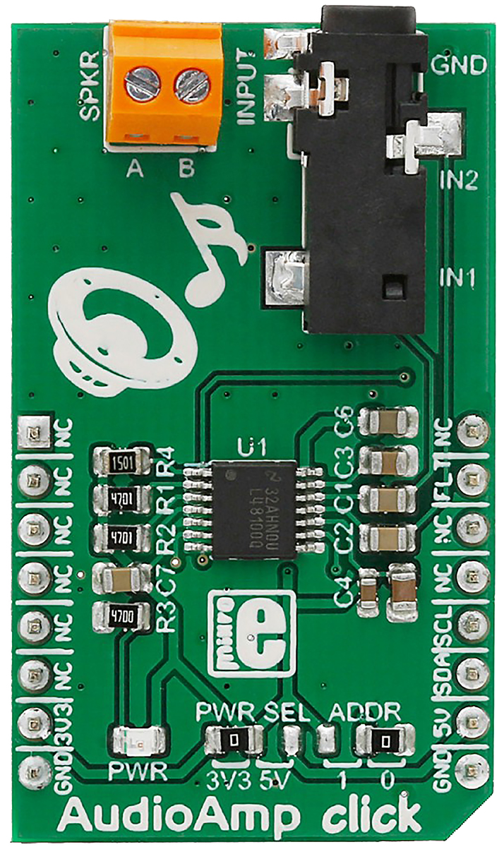 MikroElektronika MIKROE-2368, AudioAmp click Audio Amplifier Development Board for MikroBUS