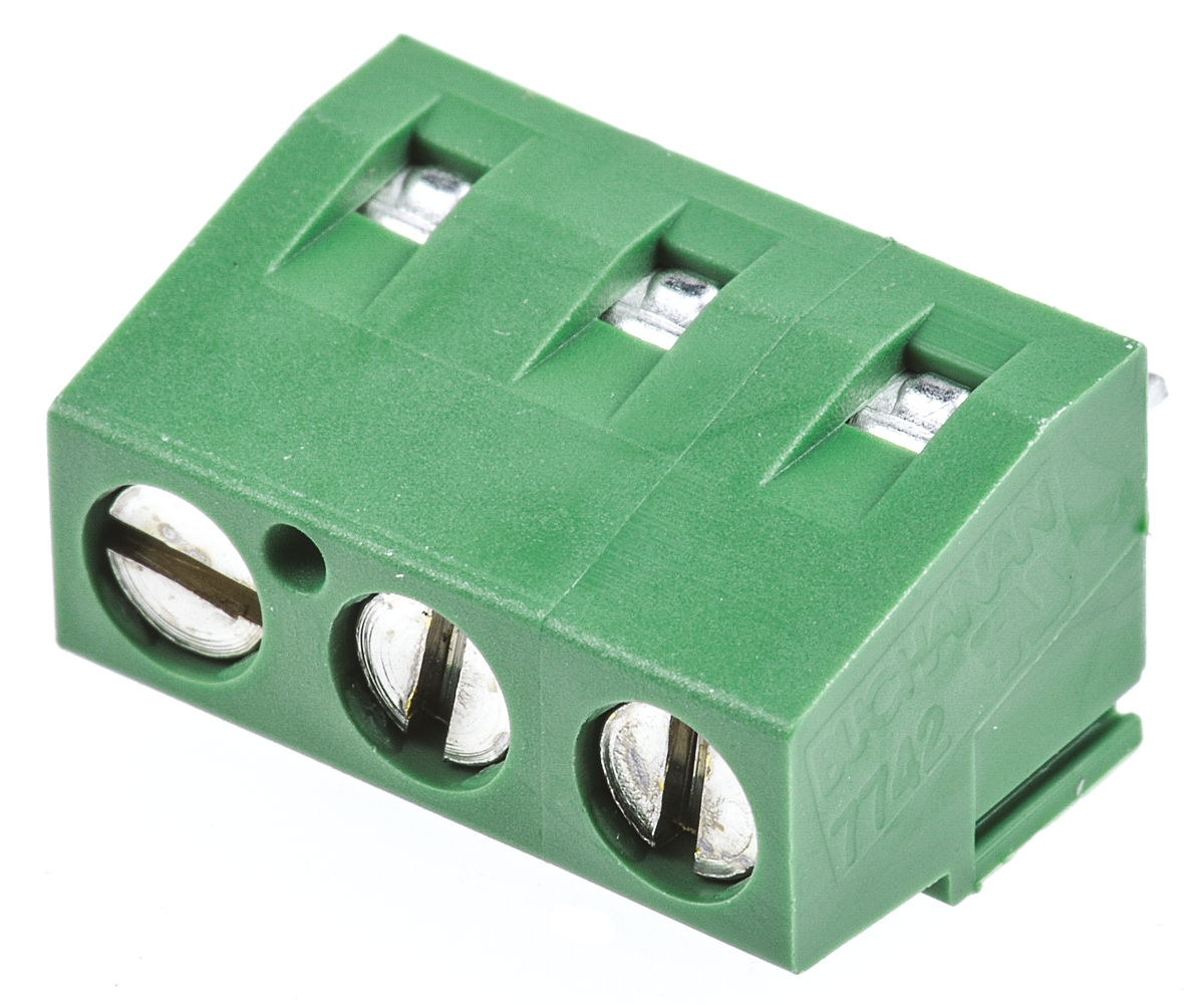 TE Connectivity Buchanan Series PCB Terminal Block, 3-Contact, 5.08mm Pitch, Through Hole Mount, 1-Row, Screw