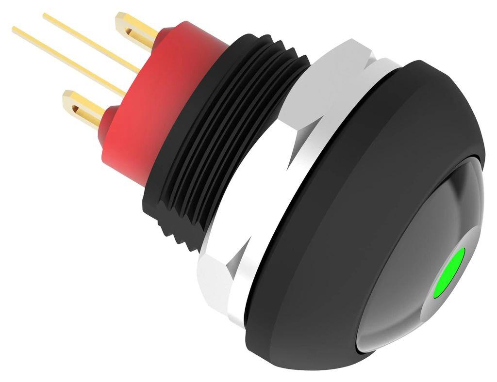 TE Connectivity PB6 Series Illuminated Push Button Switch, (On)-Off, Panel Mount, SPST - NO, Green LED, 50 V dc, 125V